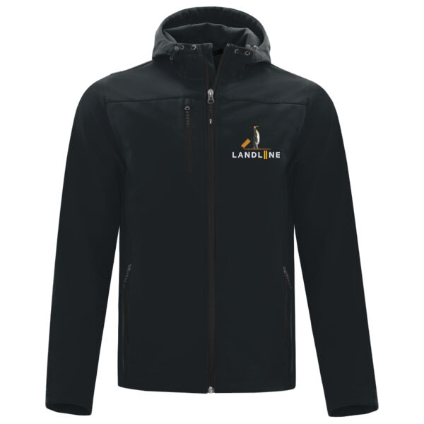 Embroidered Everyday Hooded Water Repellent Stretch Soft Shell Jacket (USA Flag) Thumbnail